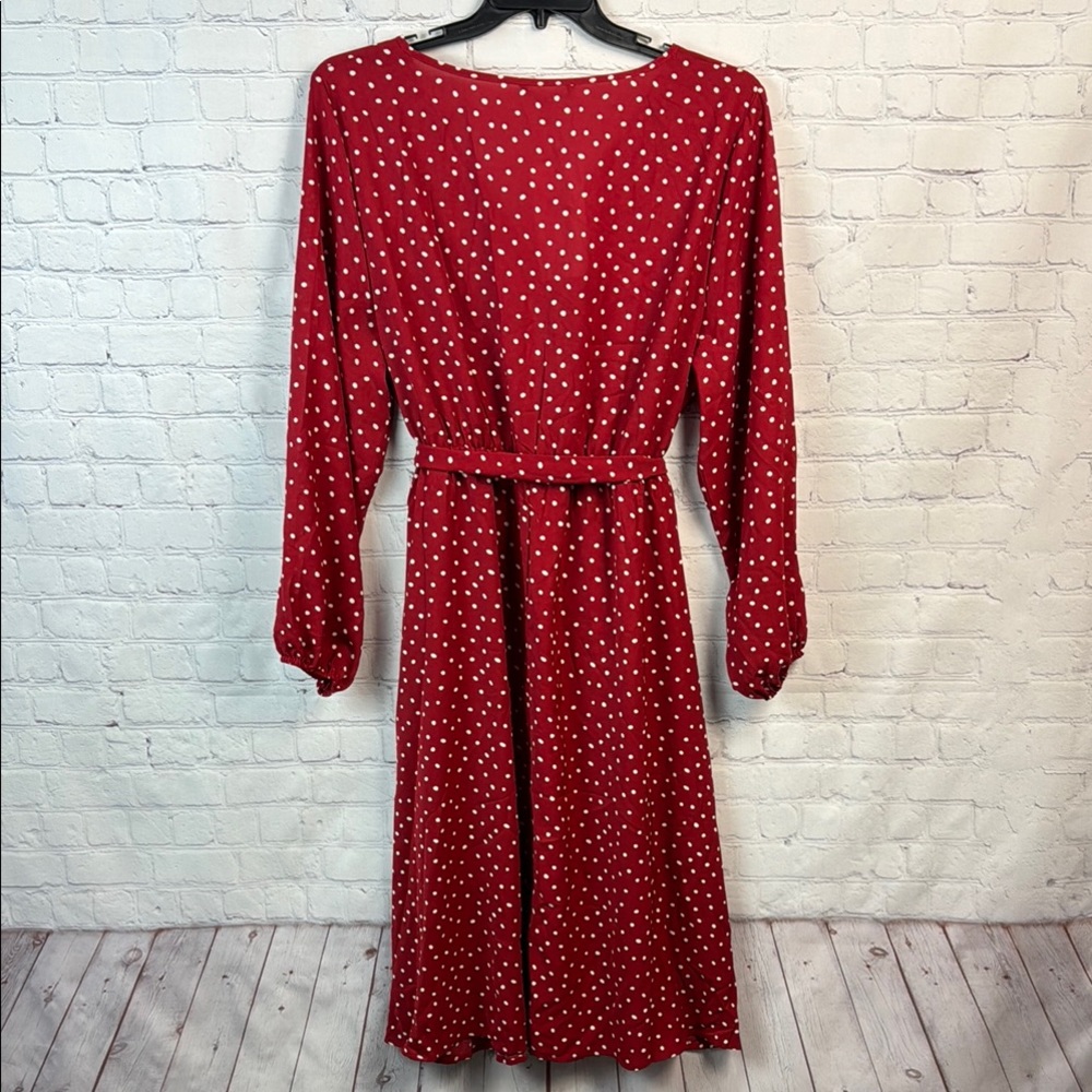 BloomChic Red & White Polka Dot Long Sleeve Dress - Picture 7 of 7